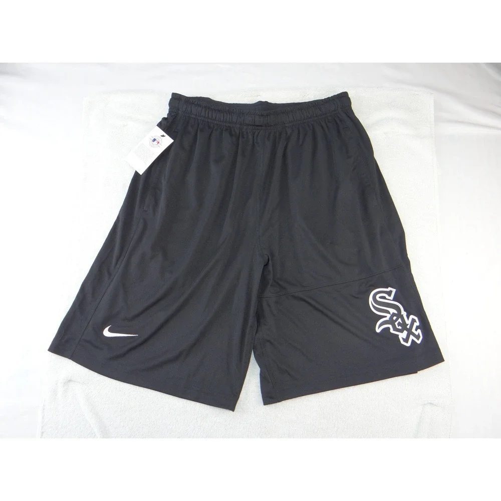 Nike Chicago White Sox MLB‎ Dri-FIT Athletic Shorts Mens Large Black 3209
